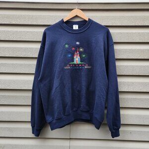 Vintage Orlando Florida Disney Fireworks Embroidered Sweatshirt Mens